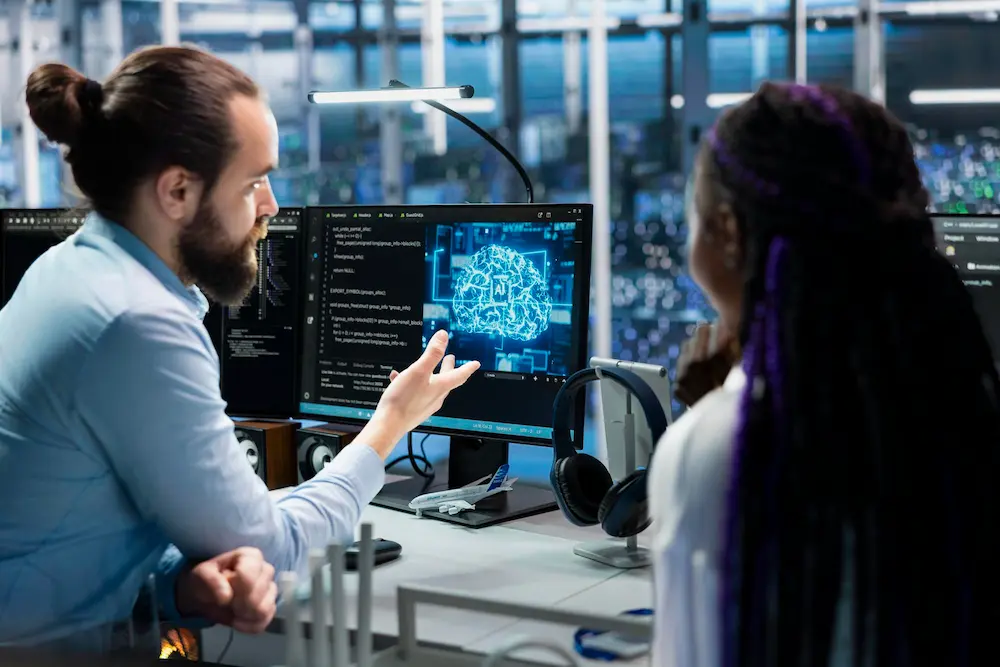 An AI specialist working with intelligent automation technology