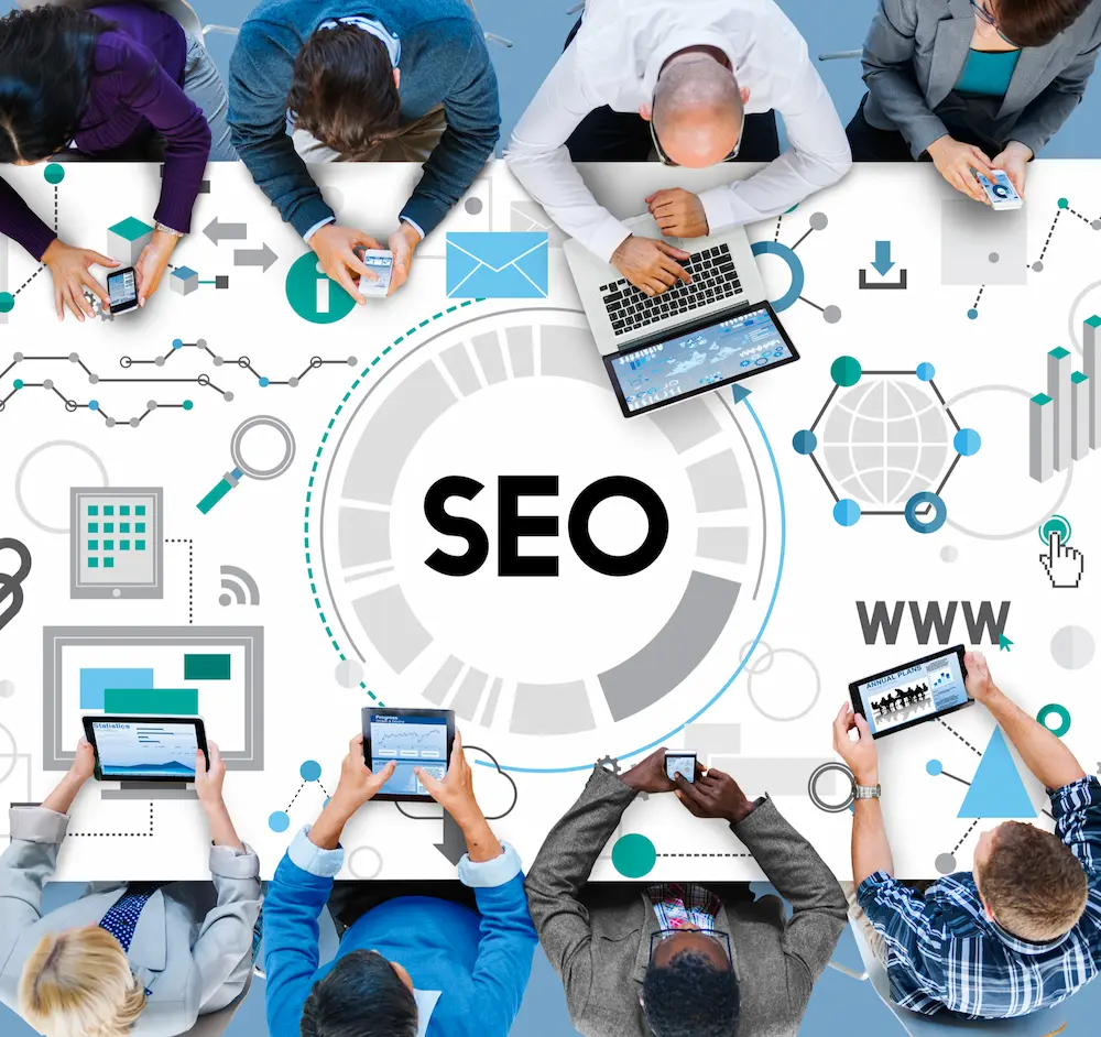 SEO and growth professionals reviewing search performance and analytics