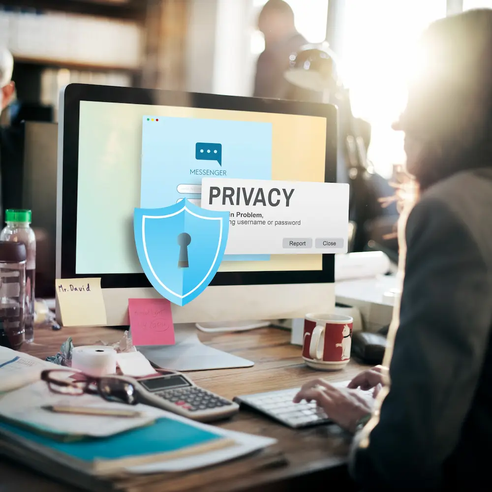 Dedicated professionals working securely in a modern office environment