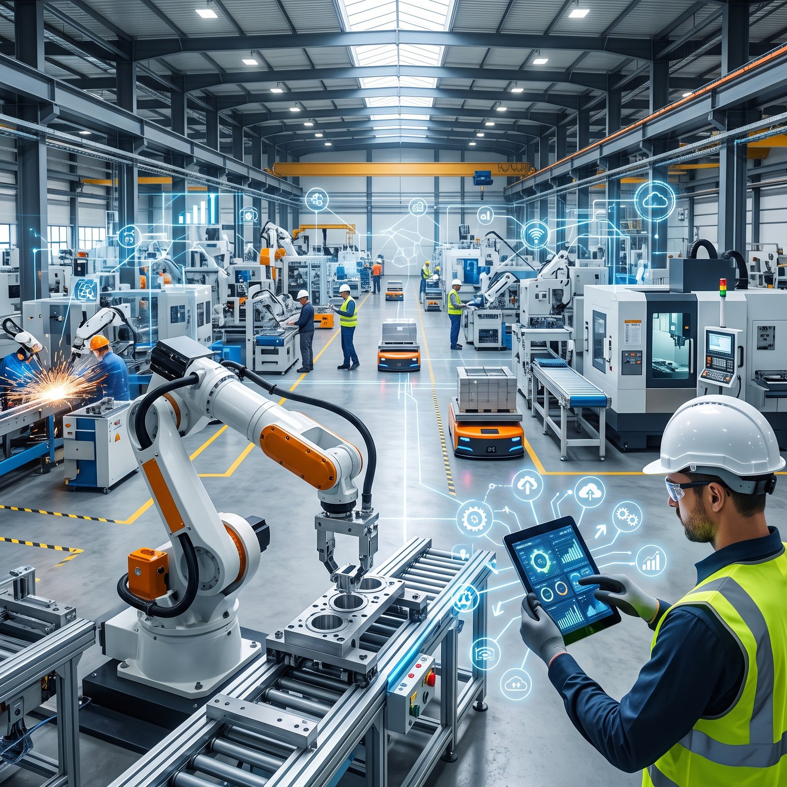 Industrial electronics and embedded systems combining circuit boards, sensors and mechanical components for connected manufacturing