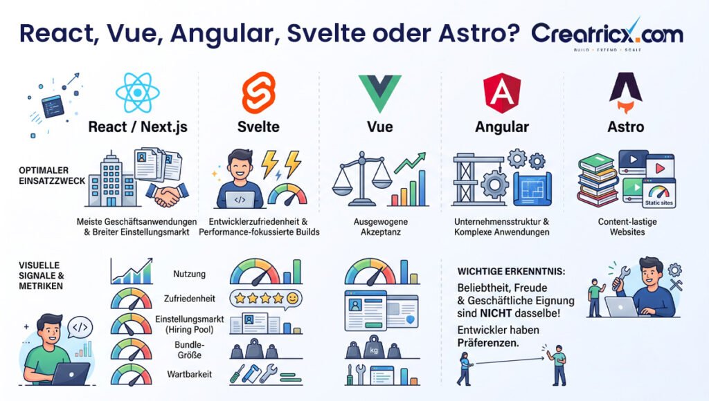 React, Vue, Angular, Svelte and Astro web framework comparison